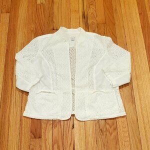 Chico's White Eyelet Jacket Size 3